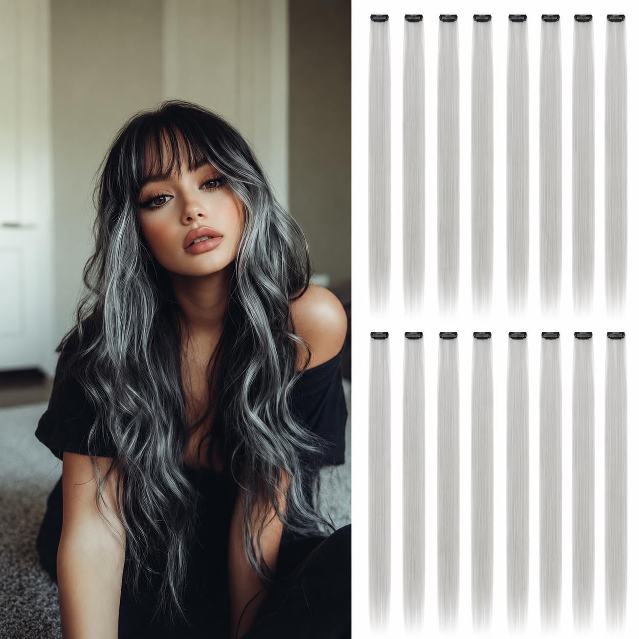 Detalle de Clip-In Hair Extensions, 16 Pieces