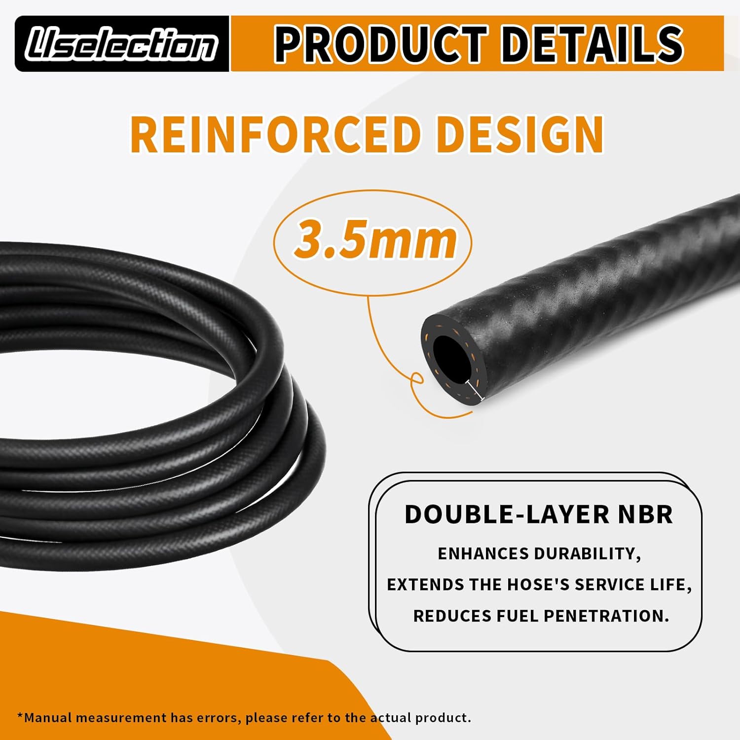 Thumbnail 3 de 10FT Fuel Hose 3/8" ID NBR Rubber