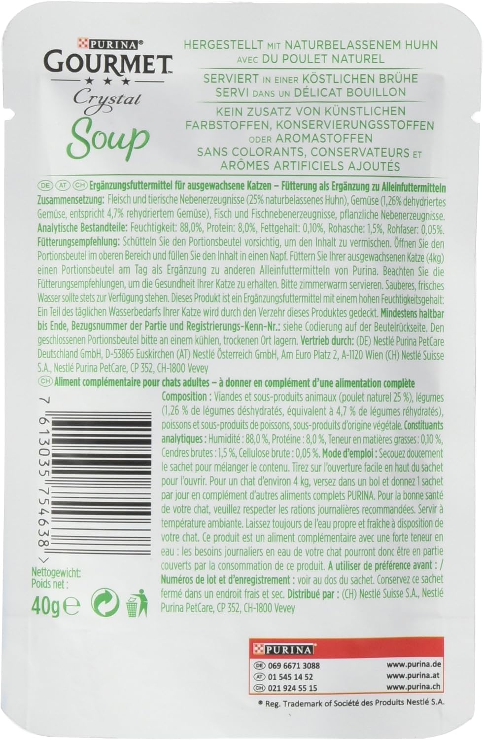 Detalle 2 de Gourmet PURINA Crystal Soup 32er Pack 🐱