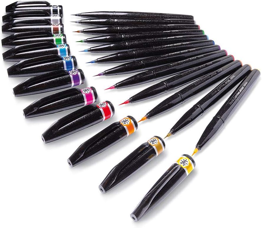 Detalle de Pentel SESF30C-CX Brush Sign Pen Artist – blå penselpenna med extra fin spets
