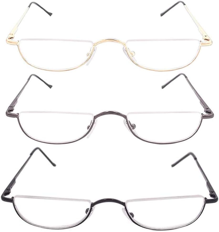 Detalle de KoKoBin Half Frame Reading Glasses with Spring Hinges – Slim Metal Half Moon Readers