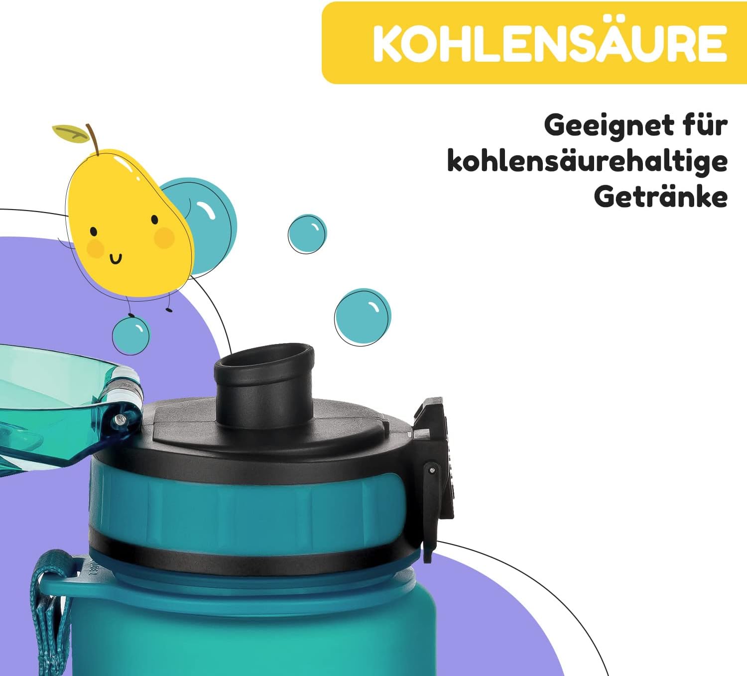 Detalle de Schmatzfatz Trinkflasche Kinder 0,5 L – auslaufsicher, BPA-frei, mit Fruchteinsatz