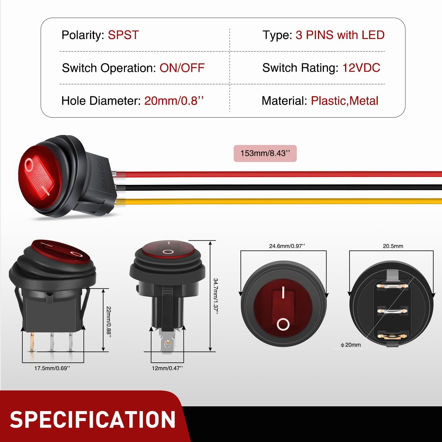 Thumbnail 2 de Nilight 5Pcs Rocker Toggle Switch 12V 🎛️