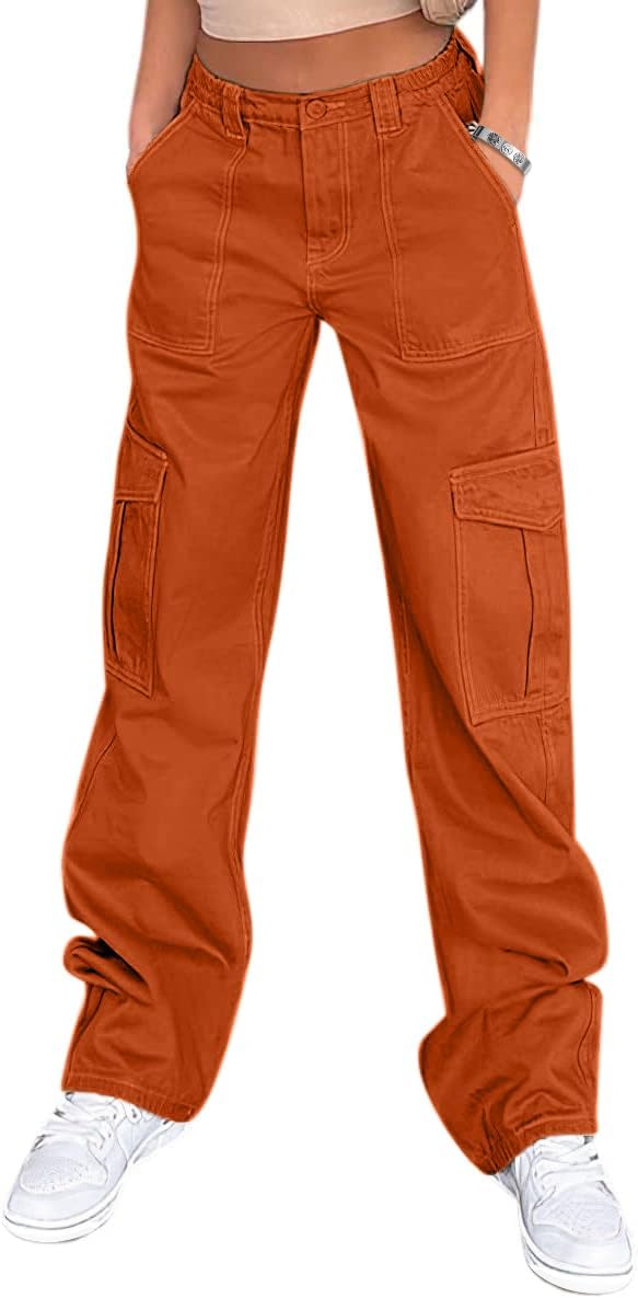 Detalle de Lepunuo Cargo Pants for Women, High-Waisted Wide-Leg with 6 Pockets