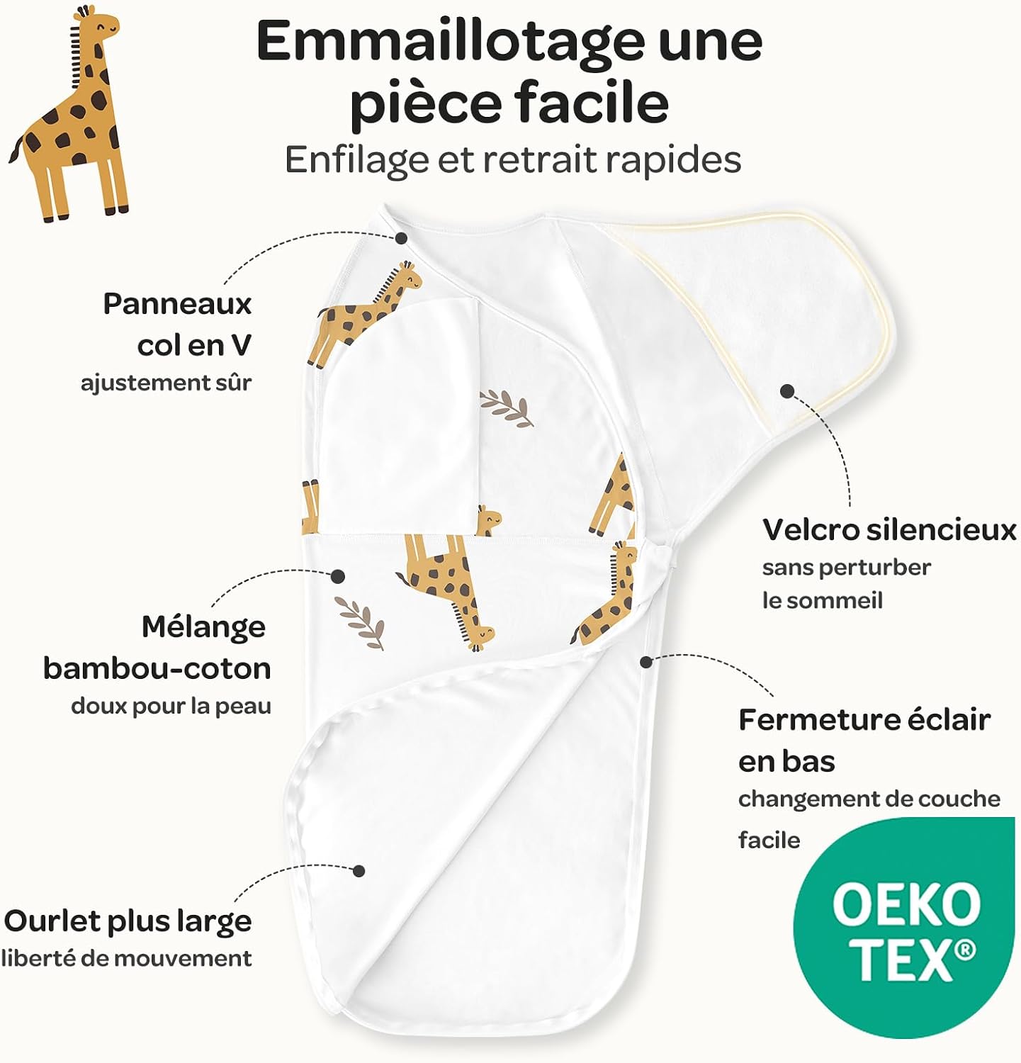 Thumbnail 1 de Momcozy Lot de 2 gigoteuses d’emmaillotage 0–3 mois : fermeture silencieuse et confort sécurisant