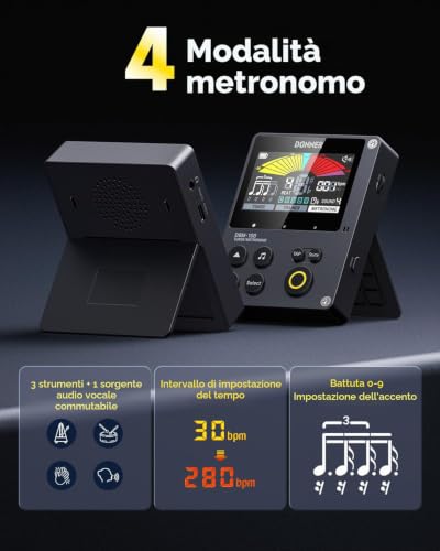 Detalle de Donner Accordatore Metronomo Ricaricabile 3-in-1: accordatore cromatico, metronomo e utile allenatore ritmico