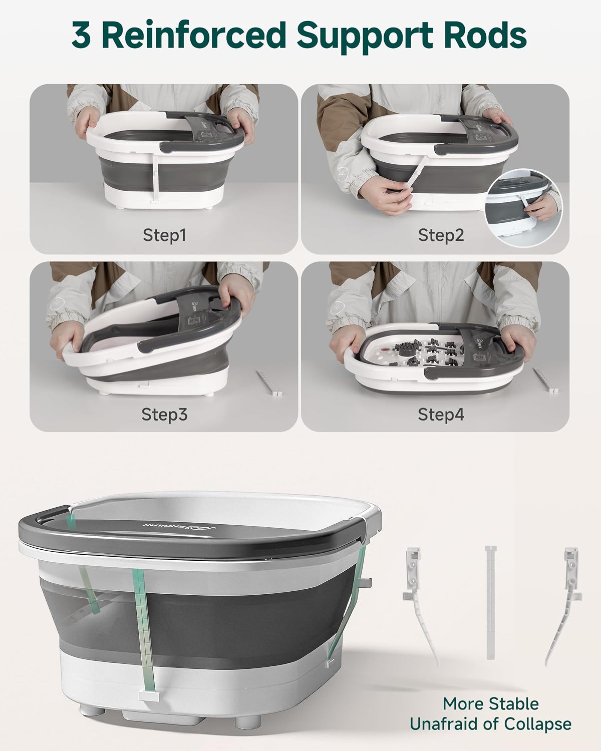 Thumbnail 5 de Snailax Foot Spa and Massager with Heater: Collapsible, Warmth, and Deep Massage for Rechargeable Feet