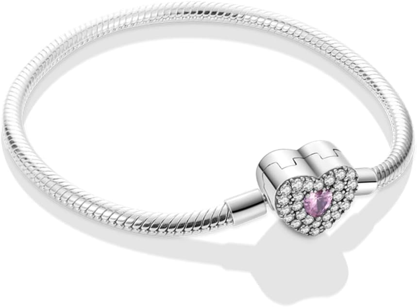Detalle de TINSLO Damen-Armband aus 925 Sterling Silber mit Herz-Verschluss und Schlangenglieder-Design