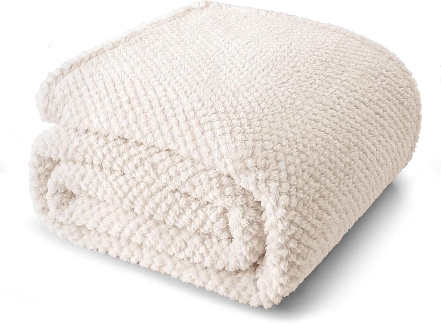 Detalle de Whale Flotilla WF-CG6080-WT Twin Fleece Blanket, Ivory, 60 x 80 Inches