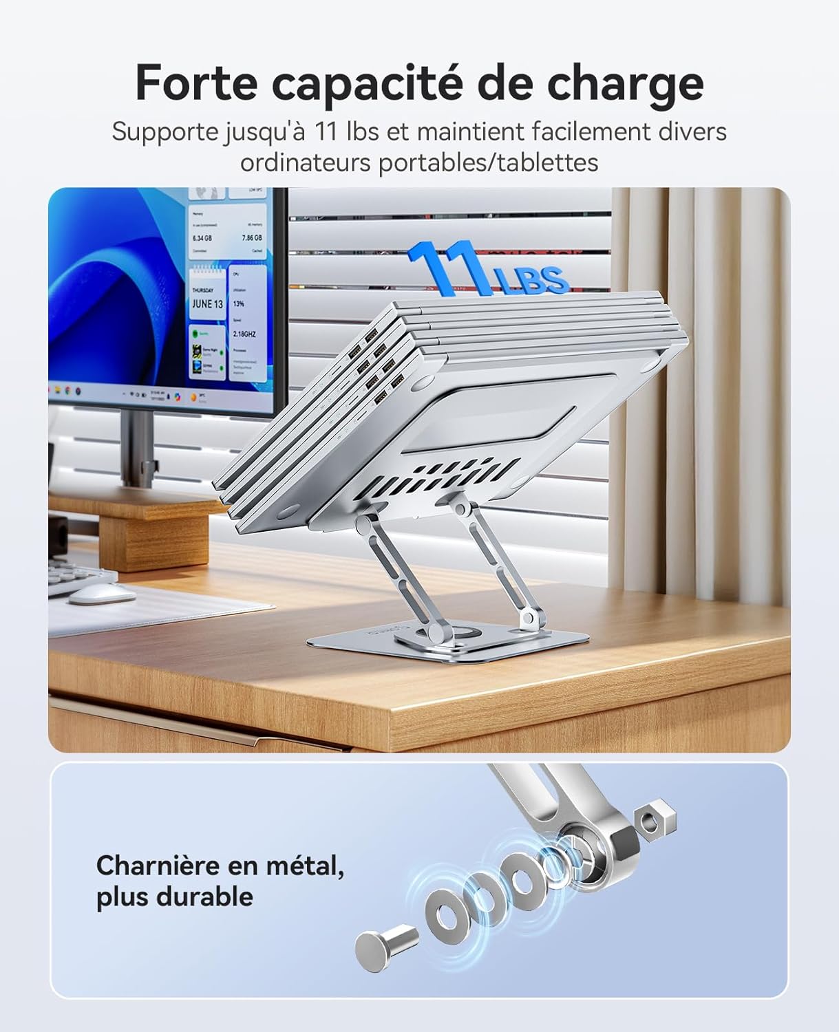 Thumbnail 6 de ORICO Support Ordinateur Portable Ergonomique Rotatif 360° (ST12) – Argent, 10–17,3 po