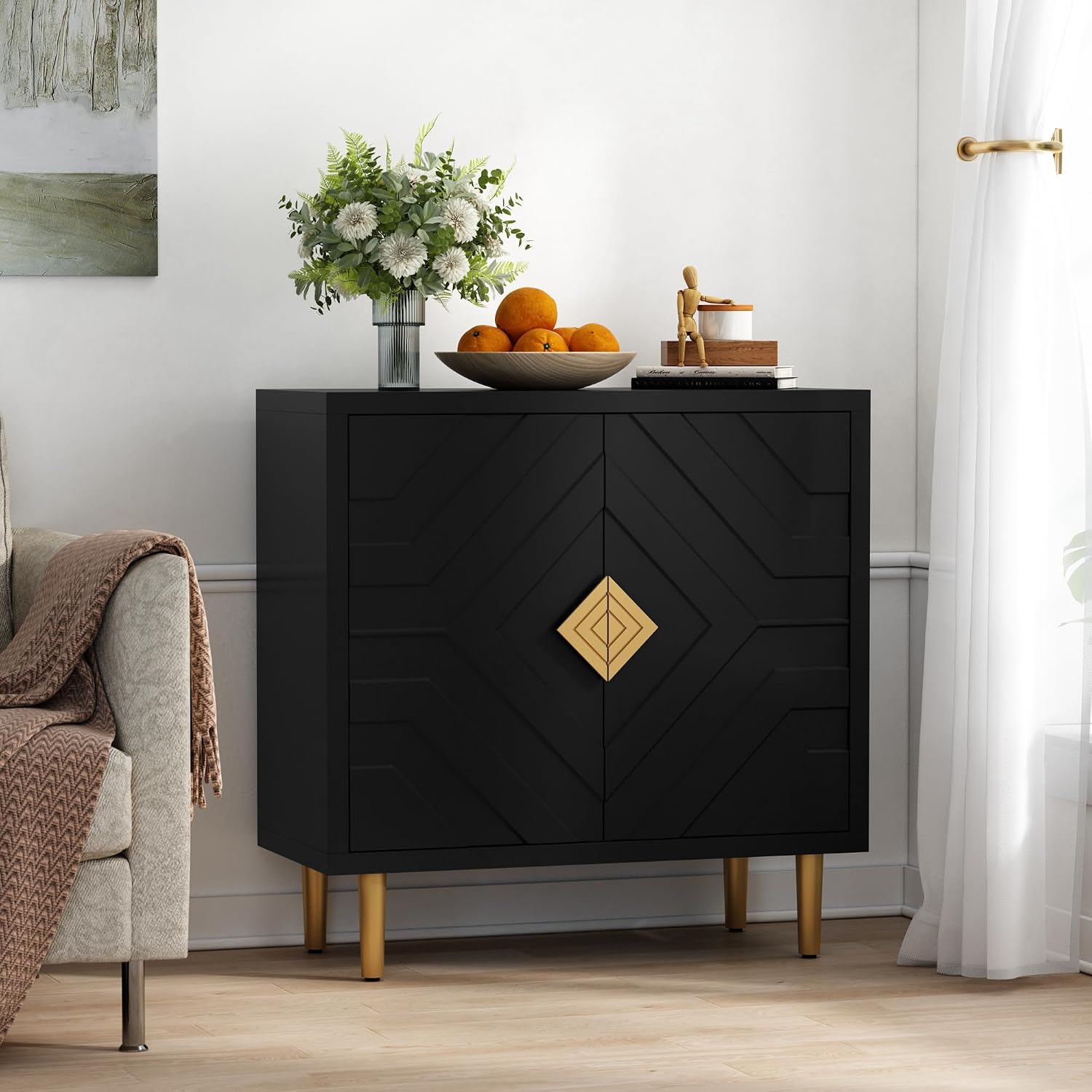 Thumbnail 2 de HOLTICO Credenza Moderna con 2 Ante: design geometrico, struttura robusta e versatilità per ogni ambiente