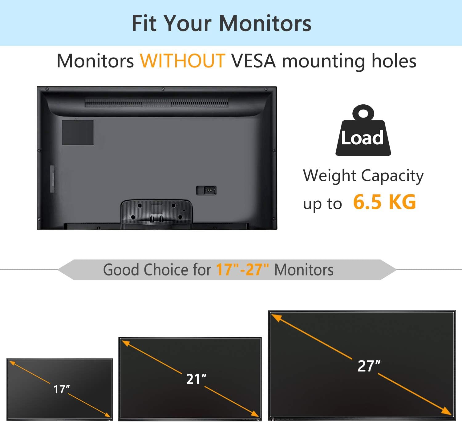 Detalle de HUANUO Non-VESA Monitor Arm Mount Kit – Konvertierbarer 75 mm VESA Adapter für 17–27 Zoll Displays