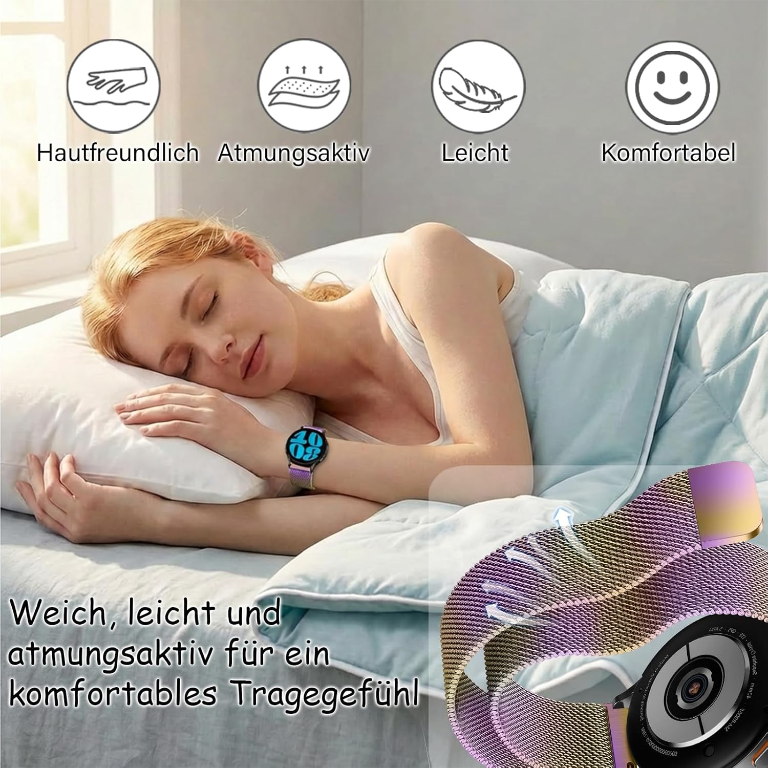 Thumbnail 3 de SYSMYXGS Edelstahl Mesh Uhrenarmband 18/20/22 mm – magnetischer Verschluss, kompatibel mit Damen & Herren