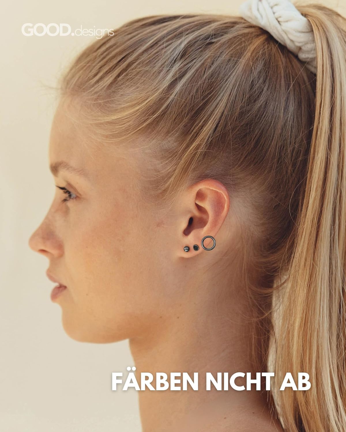 Detalle 2 de Ohrstecker für Damen – Kreisohrringe Set 3er-Pack in Gold/Rosegold/Silber/Schwarz inkl. Geschenkbox