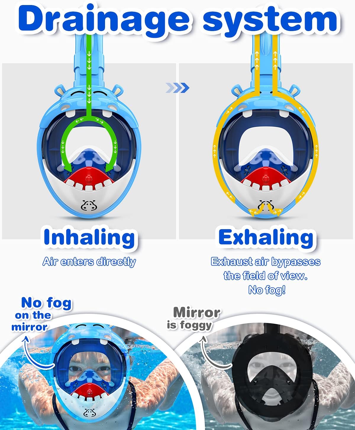 Thumbnail 3 de Dancial Kids Snorkel Mask – 180° Panoramic Full Face, Safe Dry-Top Breathing for 4–12 Year Olds
