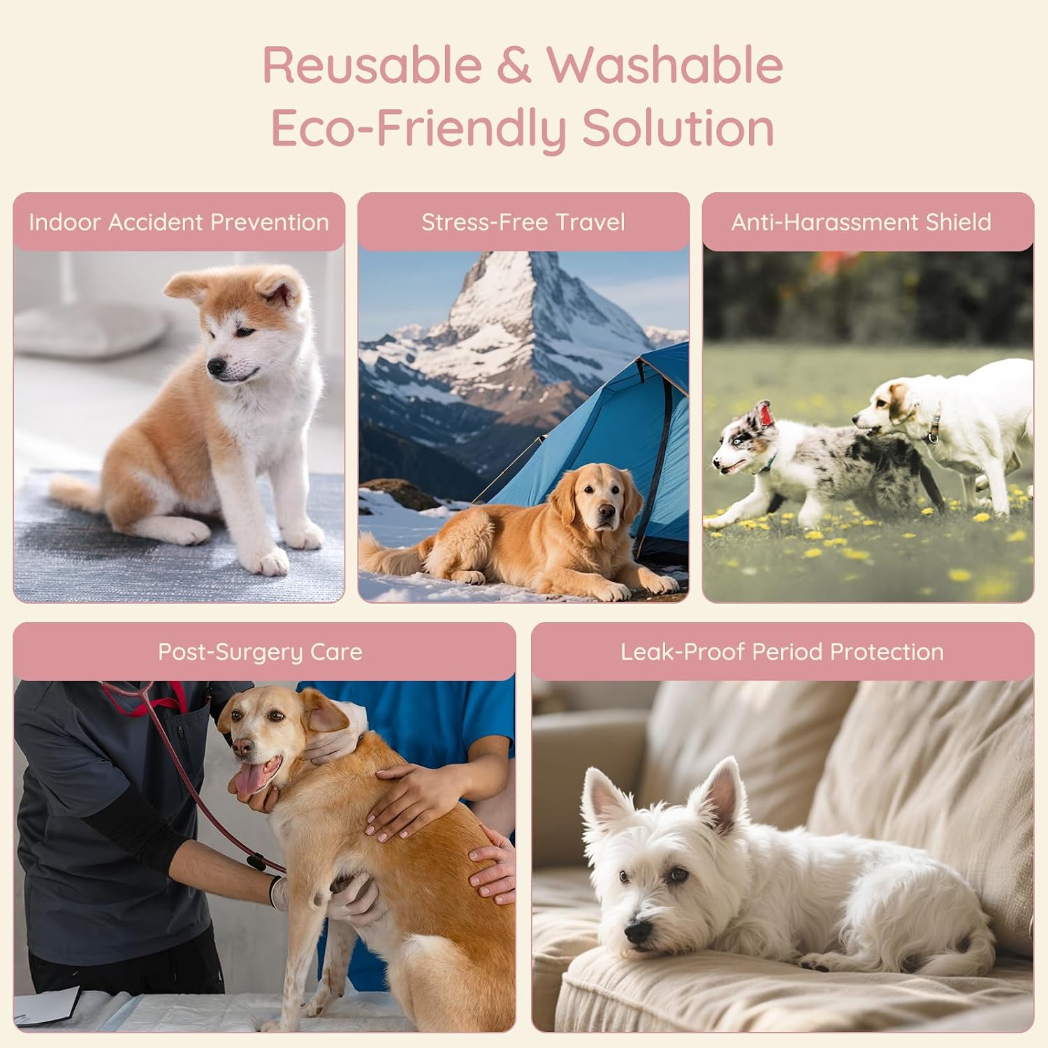 Detalle de BELLA & PAL XL Dog Nappies Female: Reusable Period Pants for Large Dogs (3-Pack)