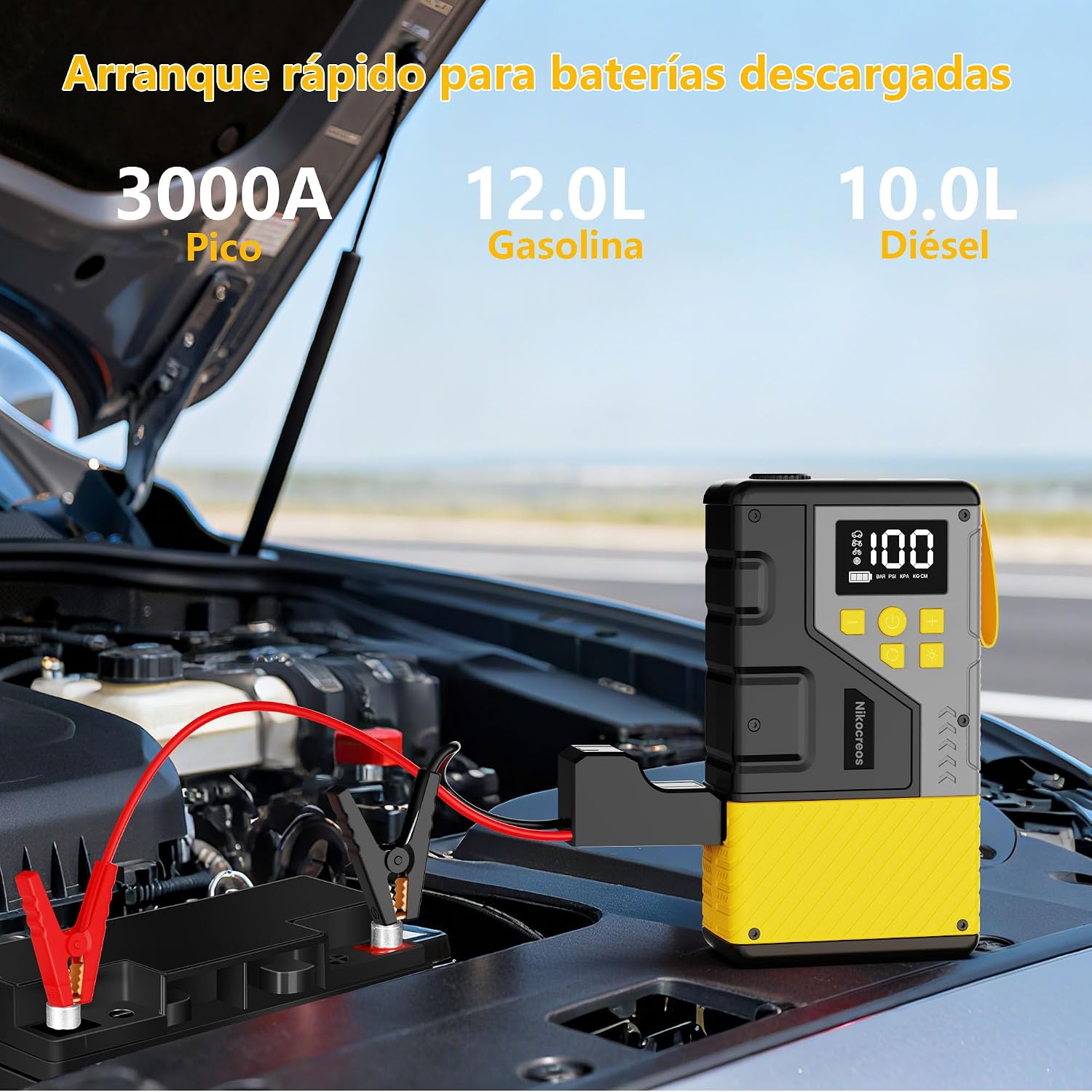 Detalle de Iniciador portátil 3000A con compresor