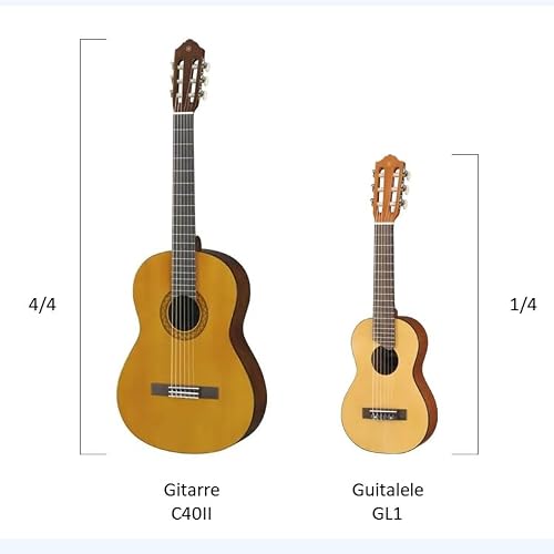 Detalle de Yamaha GL1 Guitalele: chitarra‑ukulele in legno, 6 corde nylon/acciaio, scala 17'' con custodia inclusa
