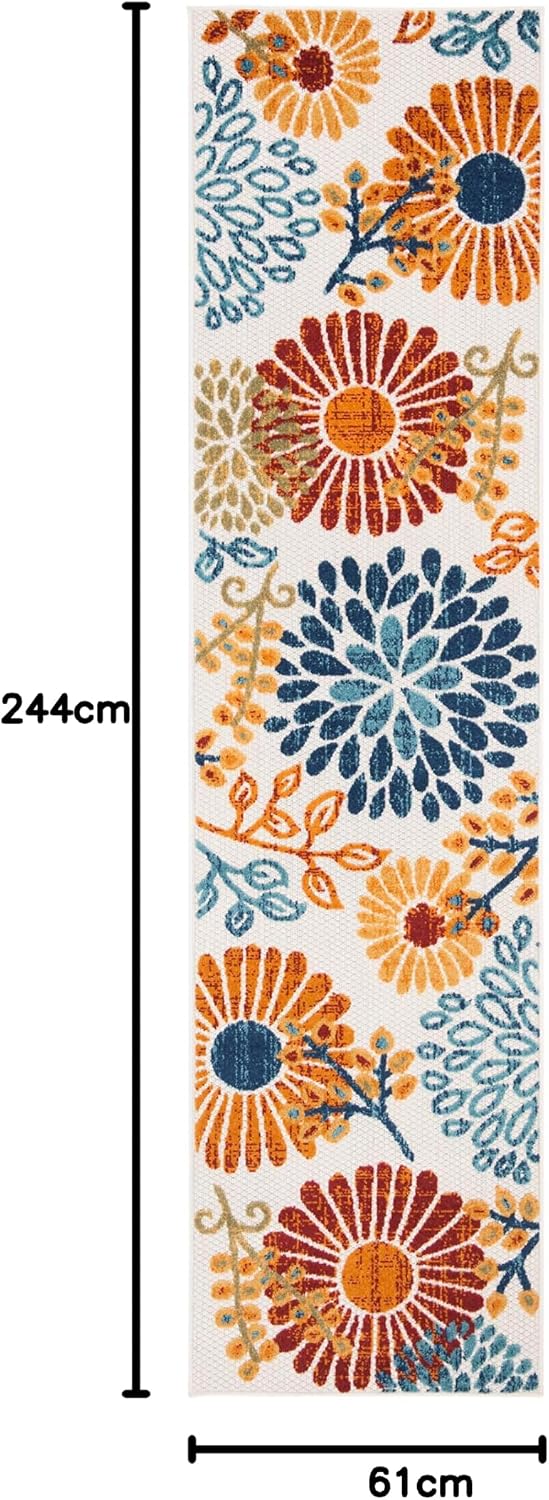 Detalle 2 de SAFAVIEH CBN832A Cabana Floral Runner Rug, 2' x 8', Cream/Red