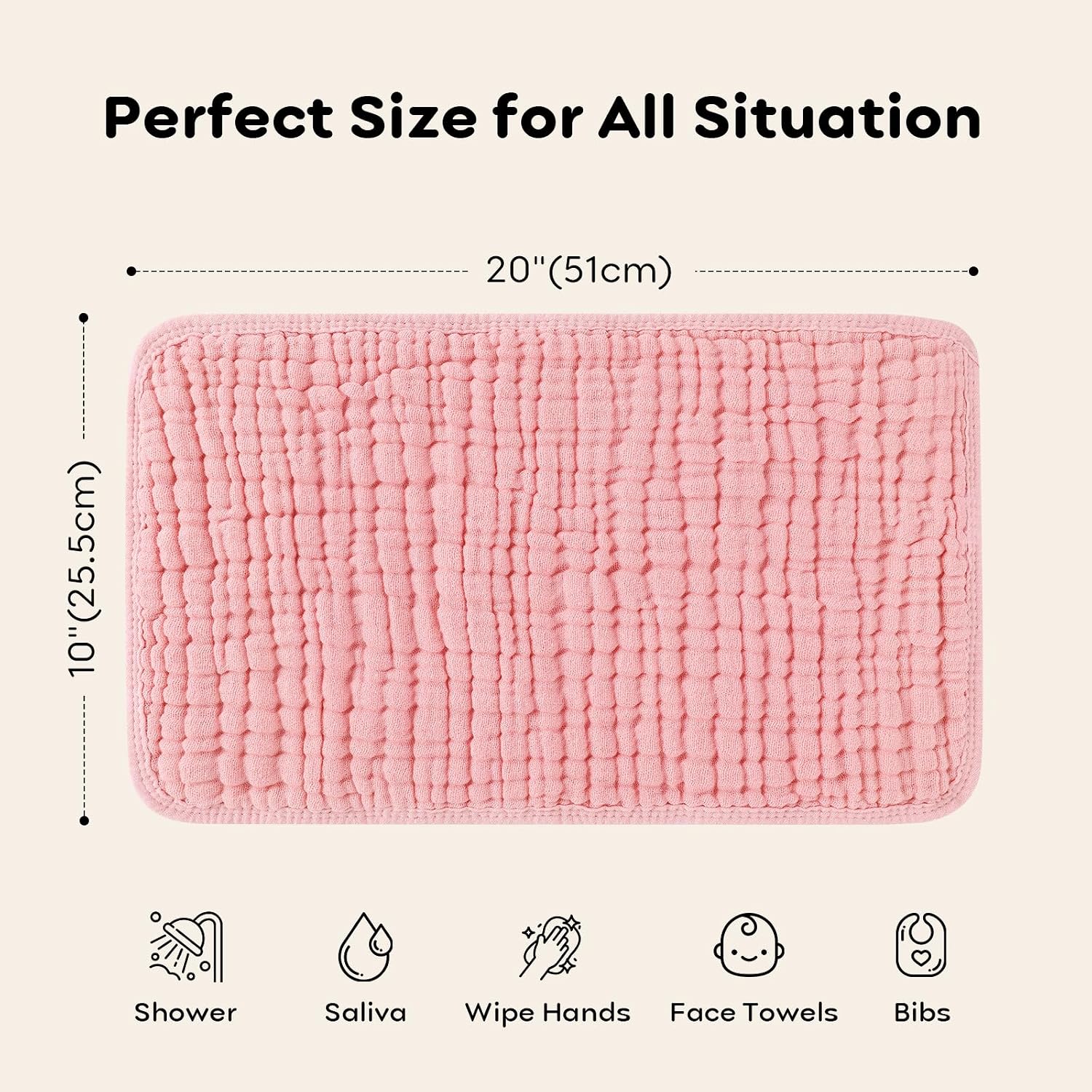 Thumbnail 6 de Looxii Muslin Burp Cloths, 6-Pack, 6-Layer Cotton, Gradient Pink, 20" x 10