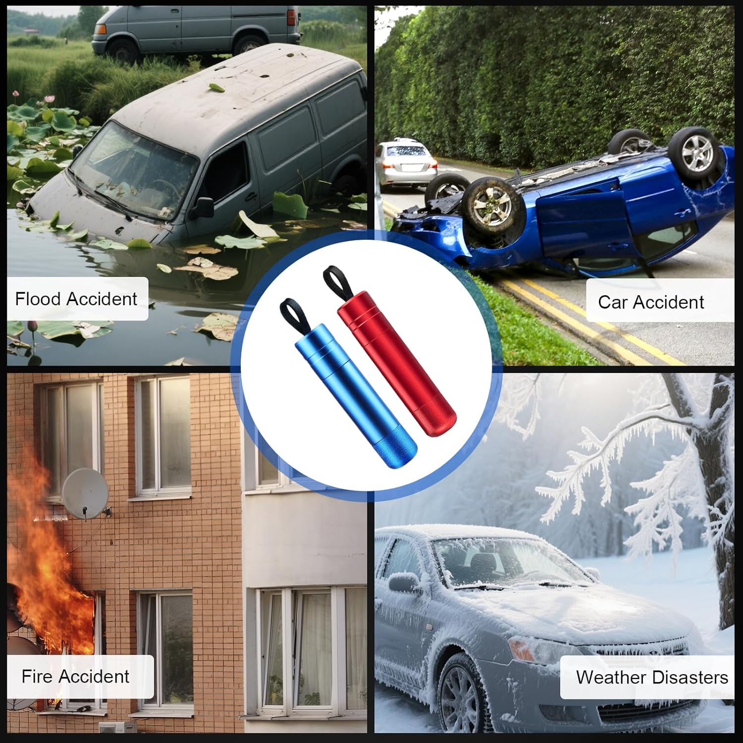 Thumbnail 6 de MOKIDO 2 Stück Gurtschneider Notfallhammer – 2-in-1 Auto Notfallwerkzeug, kompakt & zuverlässig (Rot/Blau)