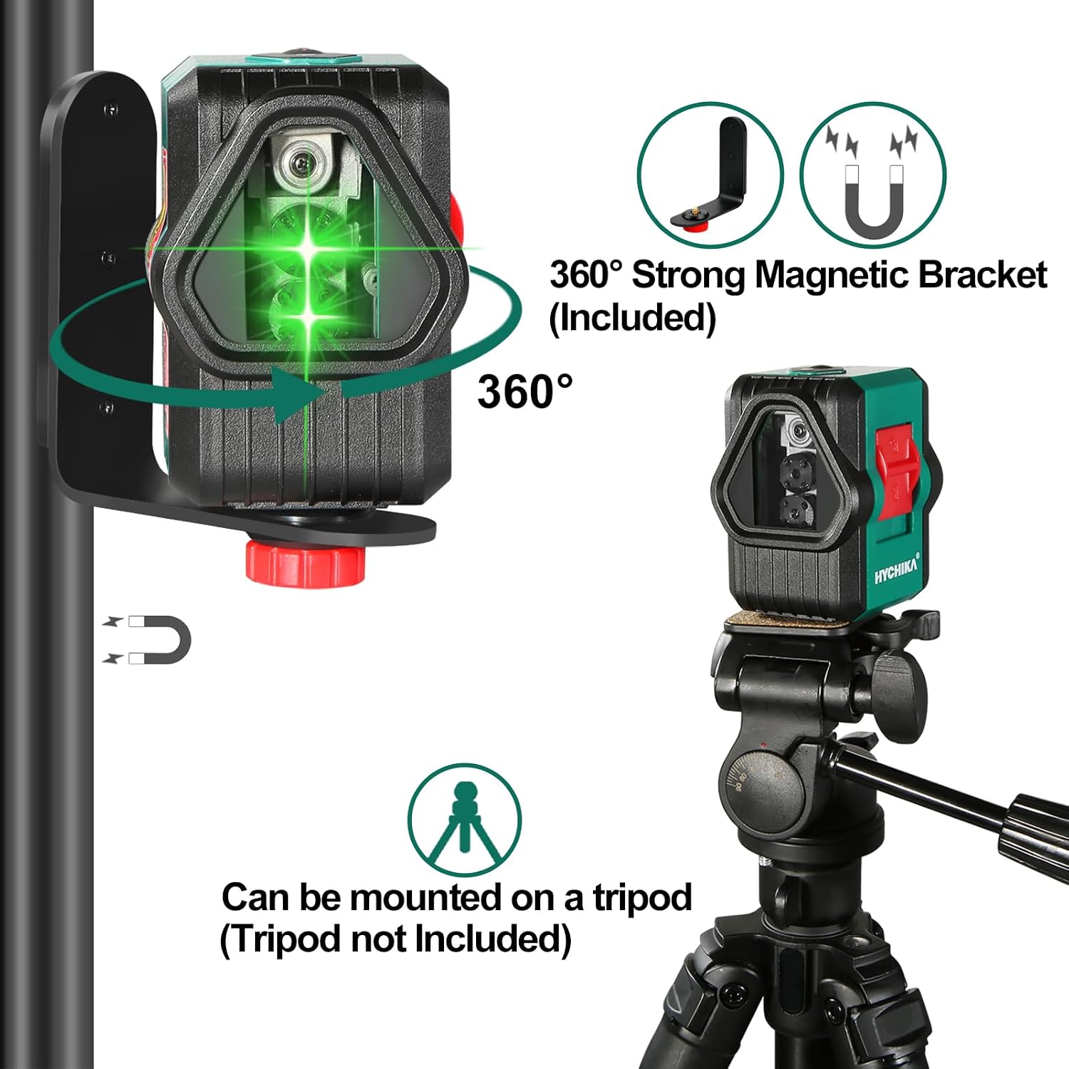 Thumbnail 6 de HYCHIKA Green Laser Level: 45m Self-Leveling Cross/Vertical/Horizontal Lines with 360° Magnetic Bracket