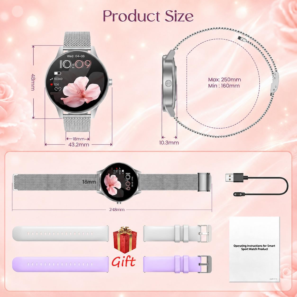 Thumbnail 6 de Smart Watch Fitness Tracker Women: 1.27'' HD Screen, Calls, Health Monitoring & 114 Sports Modes