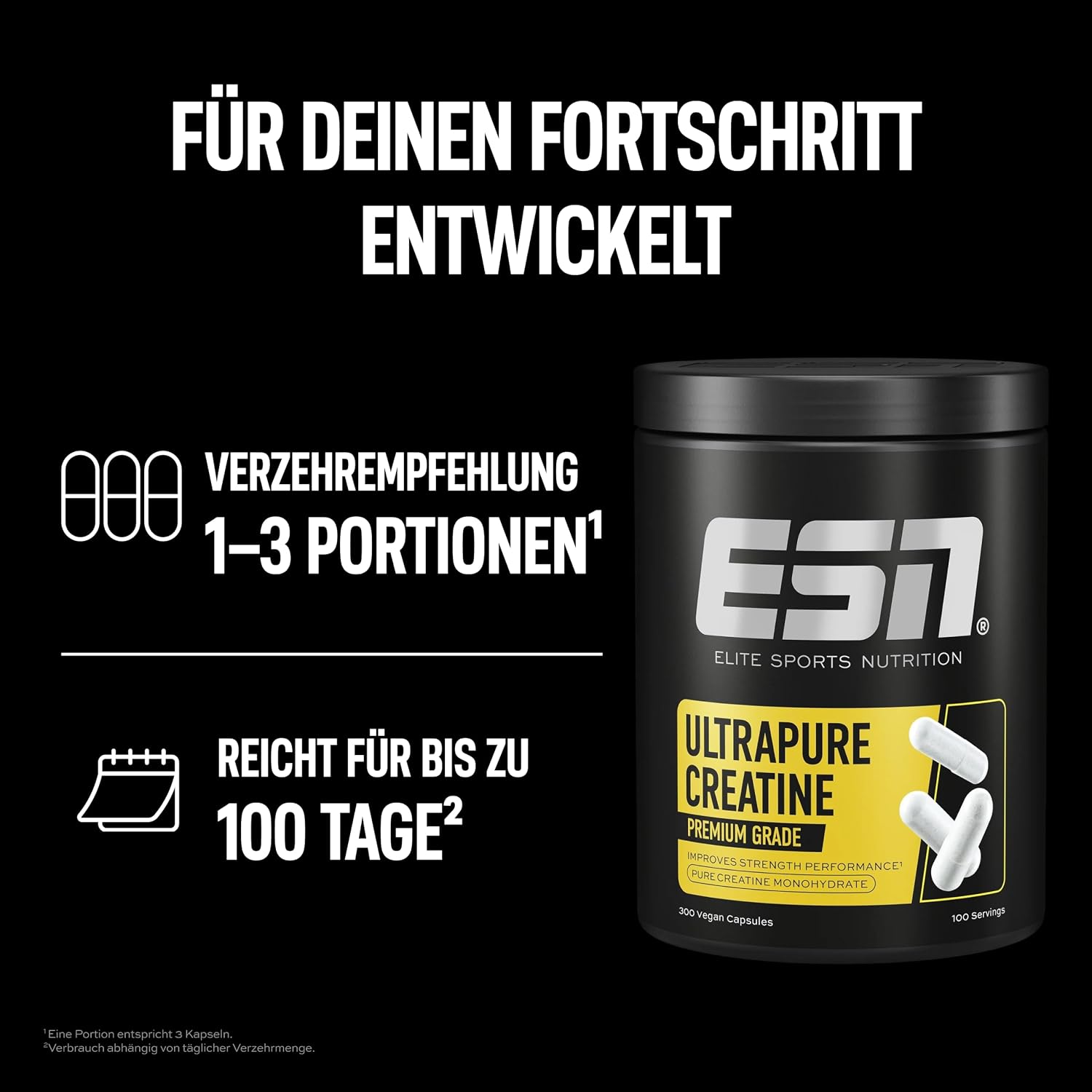 Thumbnail 6 de ESN Ultrapure Creatine Monohydrate – 300 Kapseln (100 Portionen) für die tägliche Kreatin-Zufuhr