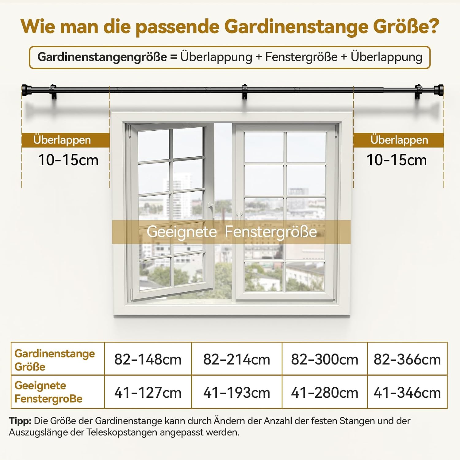 Thumbnail 5 de YaFex Gardinenstange Schwarz 25 mm bis 300 cm