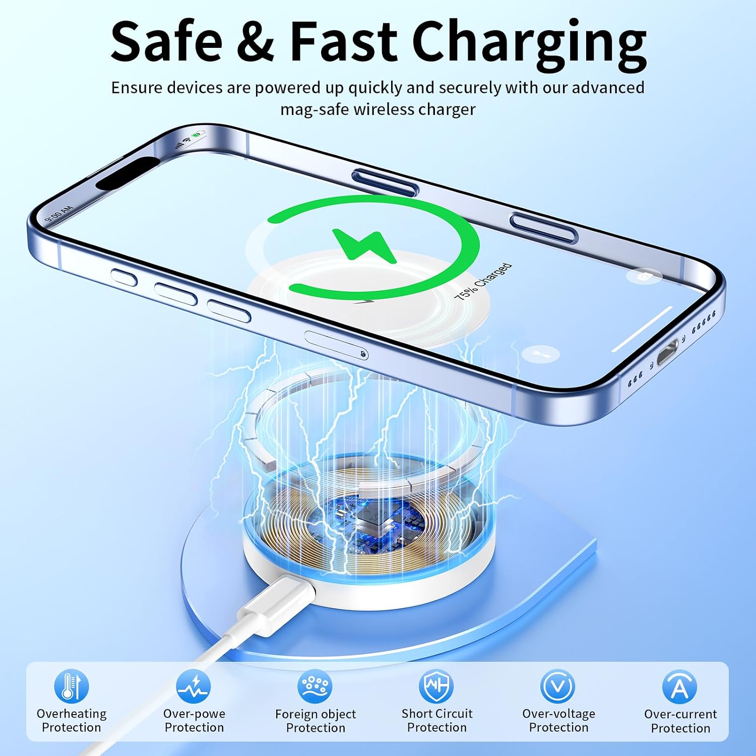 Detalle de Magnetic Wireless Charger 15W fast charging pad