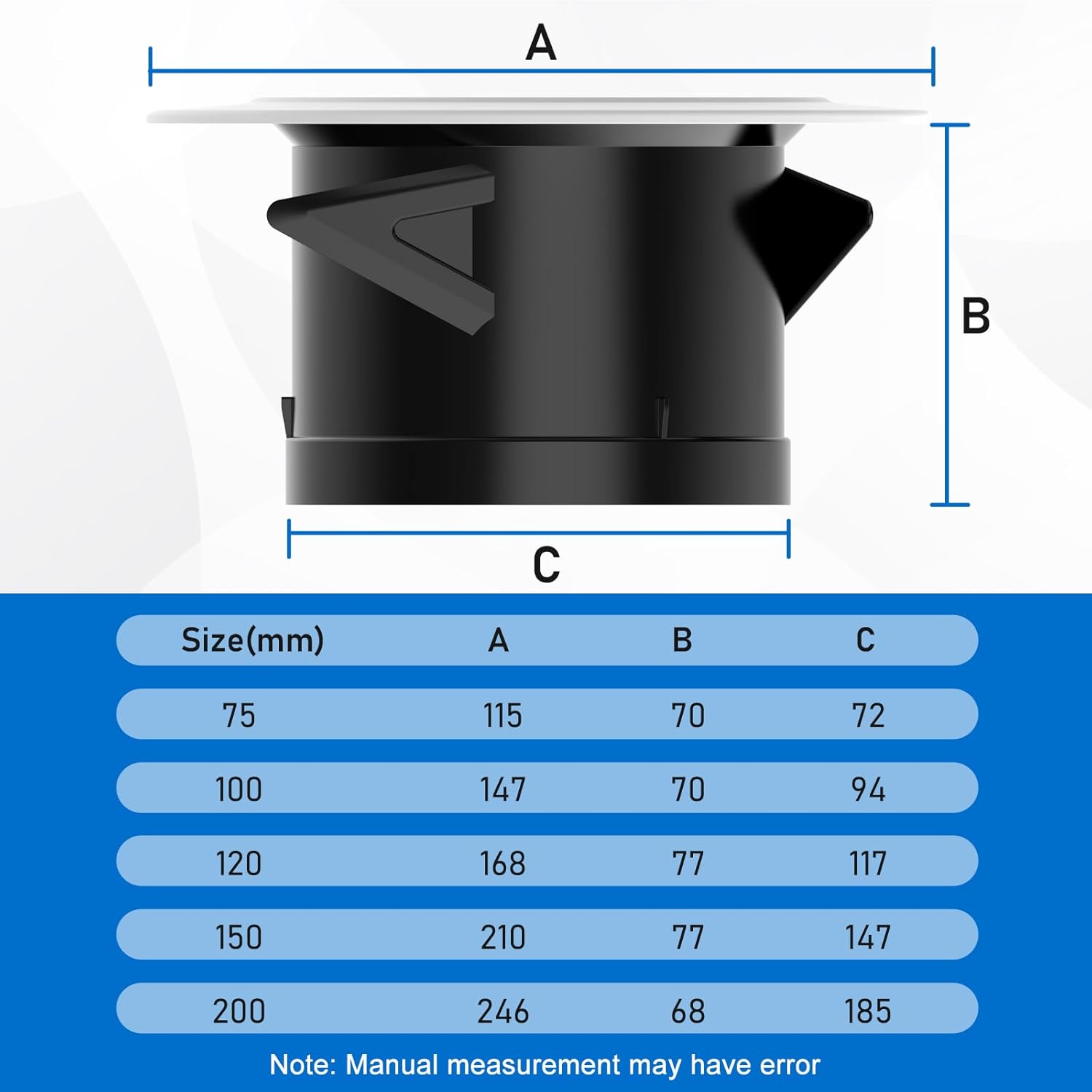 Thumbnail 5 de Hon&Guan griglia di ventilazione rotonda da 120 mm con zanzariera (bianco) per condizionatore, bagno e garage