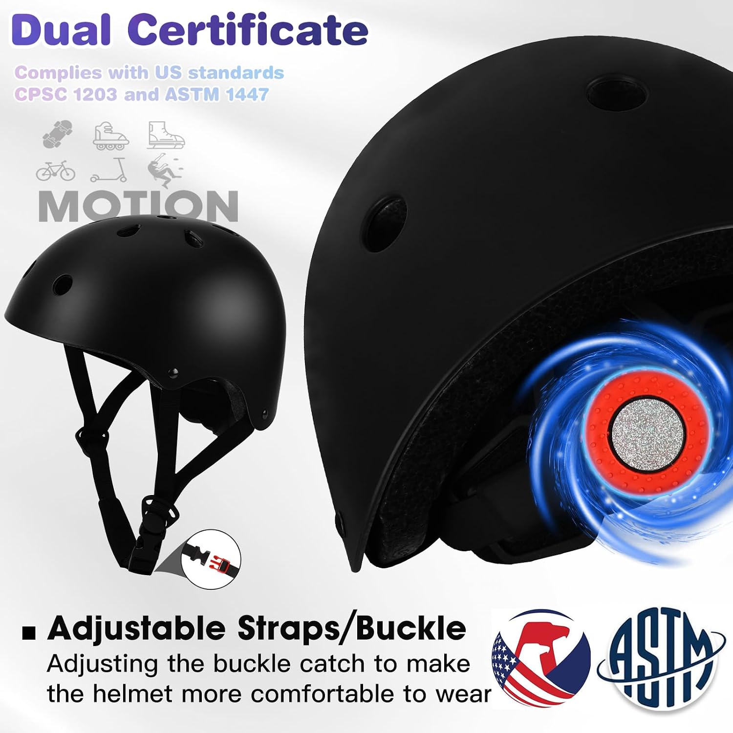 Detalle 2 de ArgoHome MD-710-S-Blue Kids’ Helmet Set, CPSC/ASTM Certified with Pads