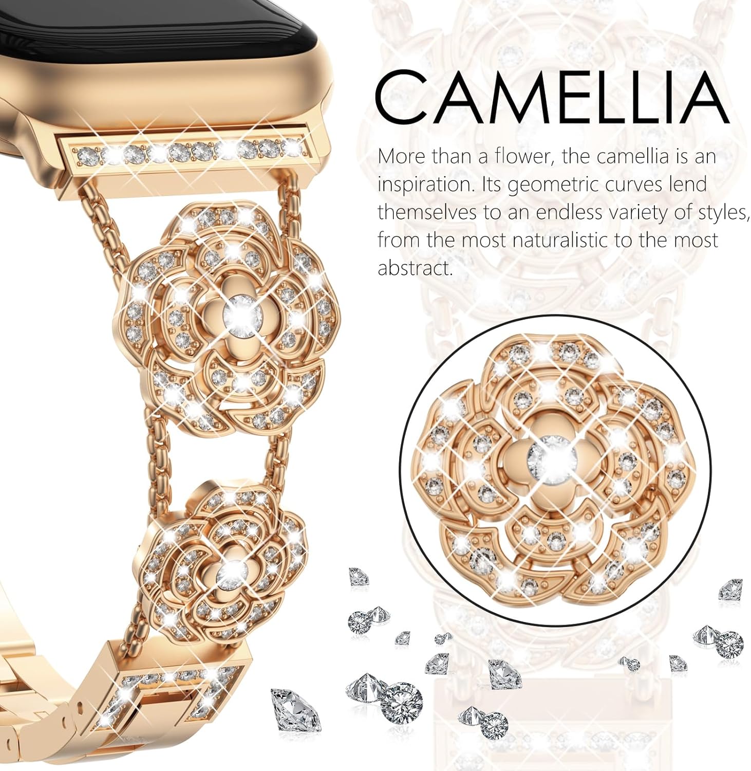 Thumbnail 2 de Fullife camellia bling metal strap for Apple Watch (38mm–46mm)