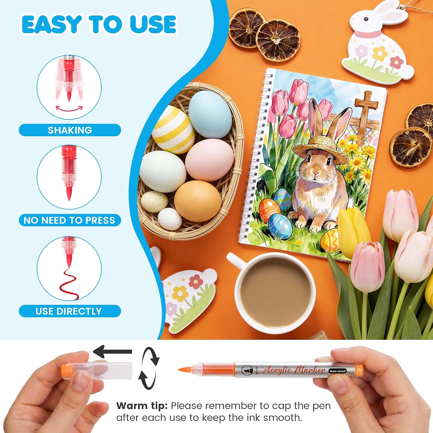 Detalle de Realcolor 48 Acrylic Paint Markers with Soft Brush Tips for Multiple Surfaces