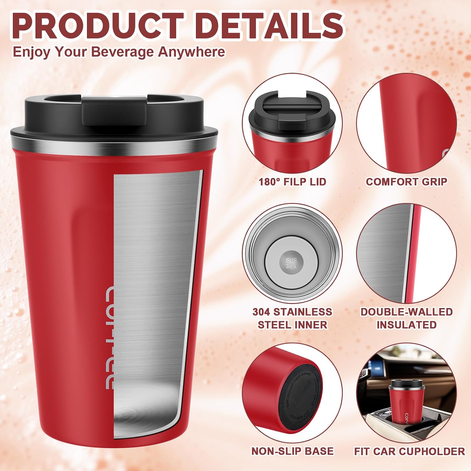 Thumbnail 4 de CS COSDDI Stainless Steel Coffee Mug 12 oz