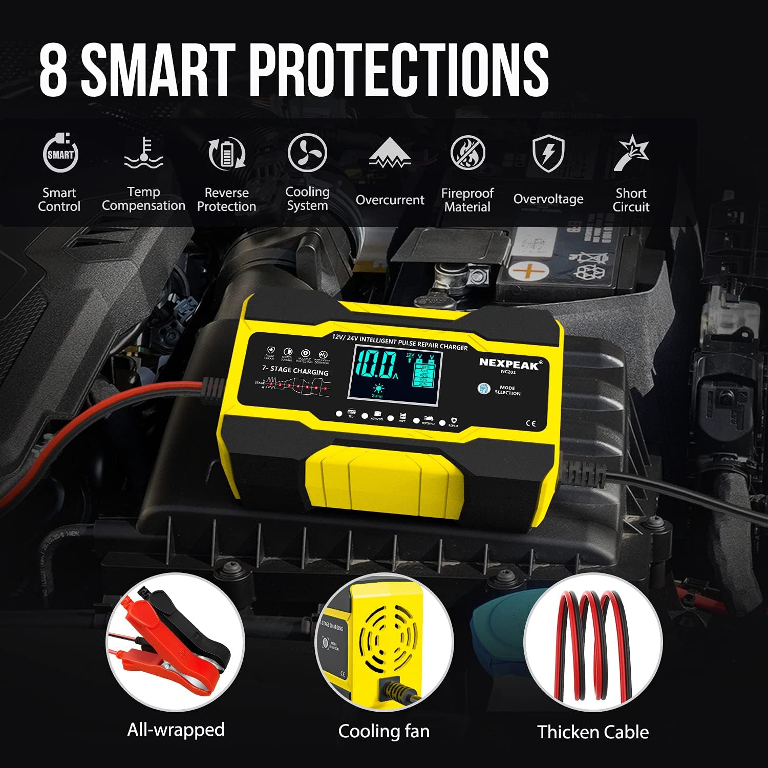 Thumbnail 4 de 10-Amp Smart Battery Charger 12V/24V ⚡