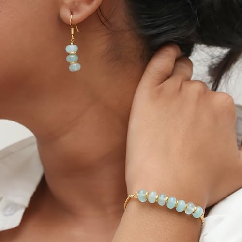 Detalle 2 de GEMPiRES Nature’s Treasure: Natural Sage Green Prehnite Rondelle Bead Earrings