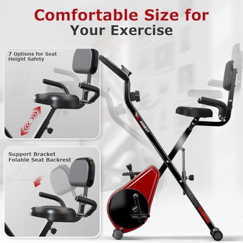 Thumbnail 4 de Vannect Bicicleta estática plegable con 16 niveles de resistencia magnética y monitor LCD (para casa)