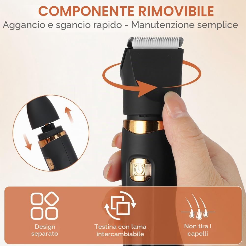 Detalle de Aolso Rasoio Elettrico Multiuso FYJ: rifinitore all-in-one per viso, corpo e naso