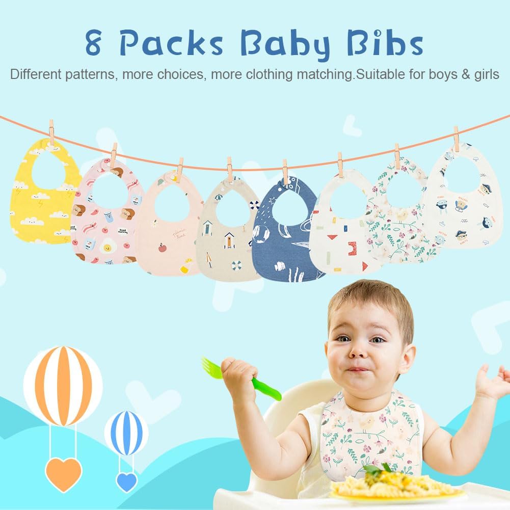 Thumbnail 5 de Vicloon Baby Bandana Dribble Bibs (8-pack) with Snaps for Newborns to 36 Months