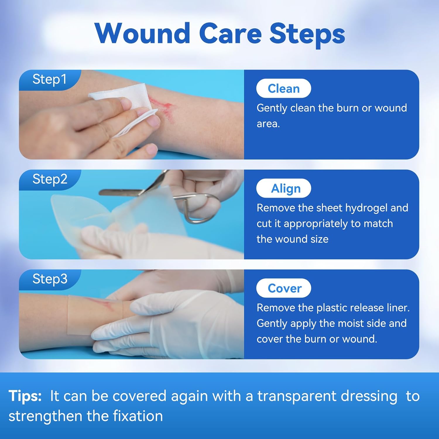 Thumbnail 6 de Dimora Hydrogel Burn and Wound Dressing 4" x 4" (10 Count) – Instant Cooling Relief for Minor Burns & Wounds