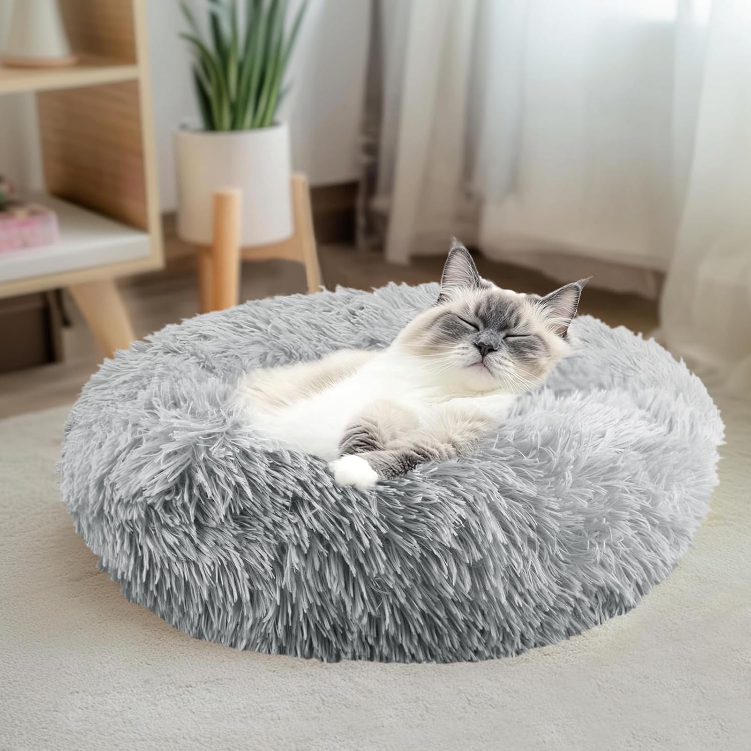 Detalle 2 de NAKIHOUSE round plush pet bed 50 cm