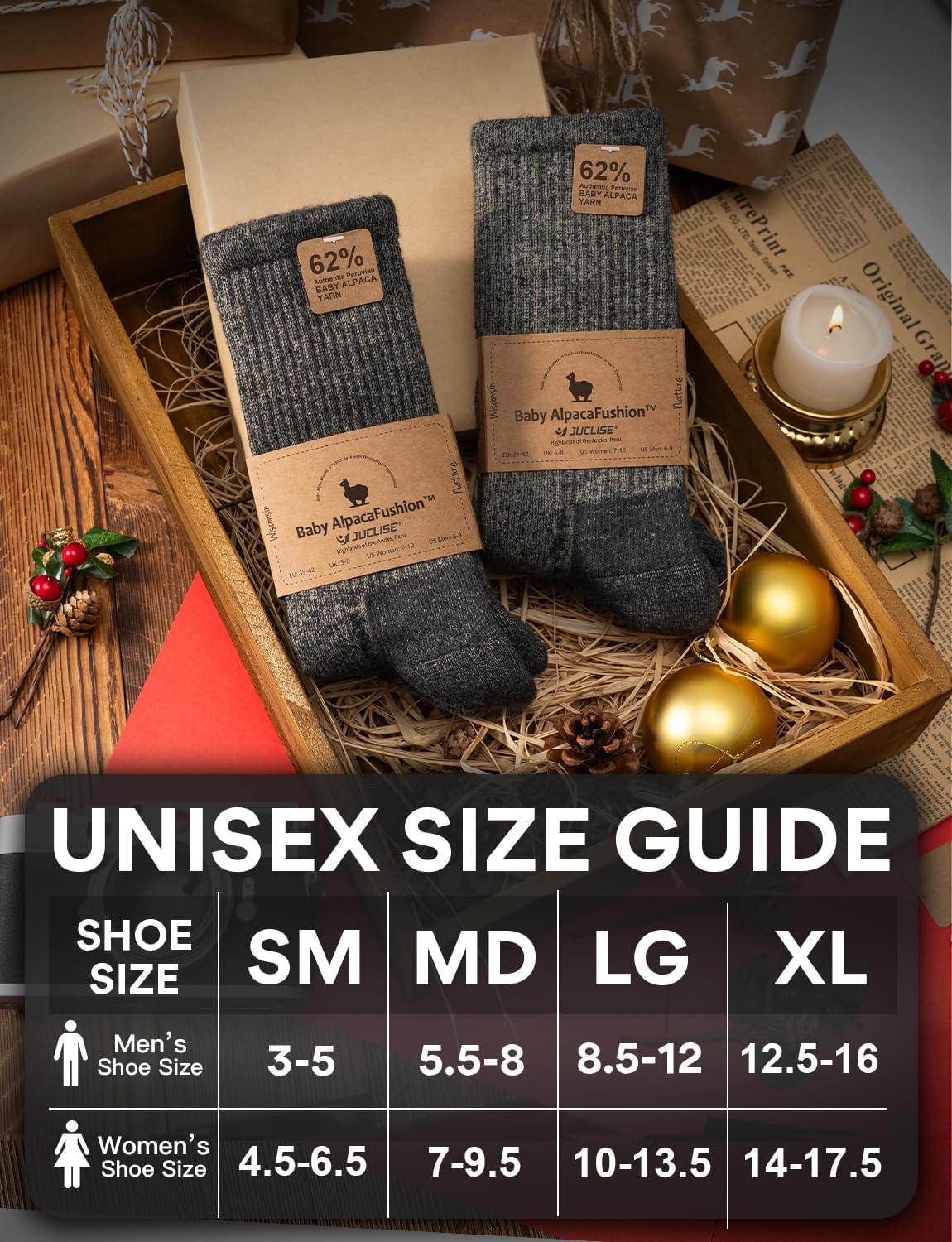 Thumbnail 1 de Juclise Baby Alpaca Wool Hiking Socks, Heavyweight Fleece, Cushioned Footbed