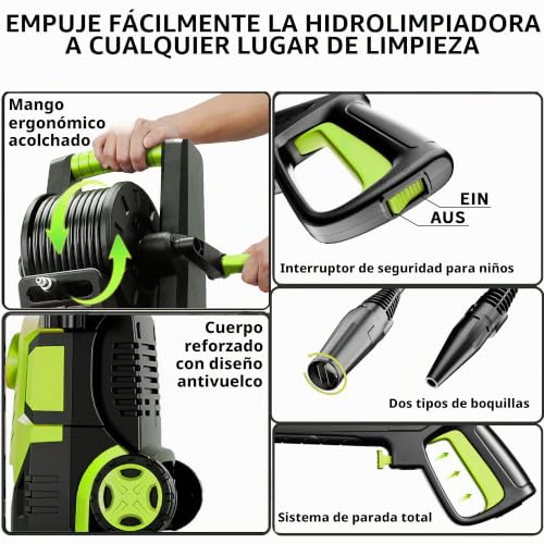 Detalle 2 de FOTING 2026New Hidrolimpiadora 200 Bar con Pantalla Táctil y 8 Niveles – 280–500 l/h