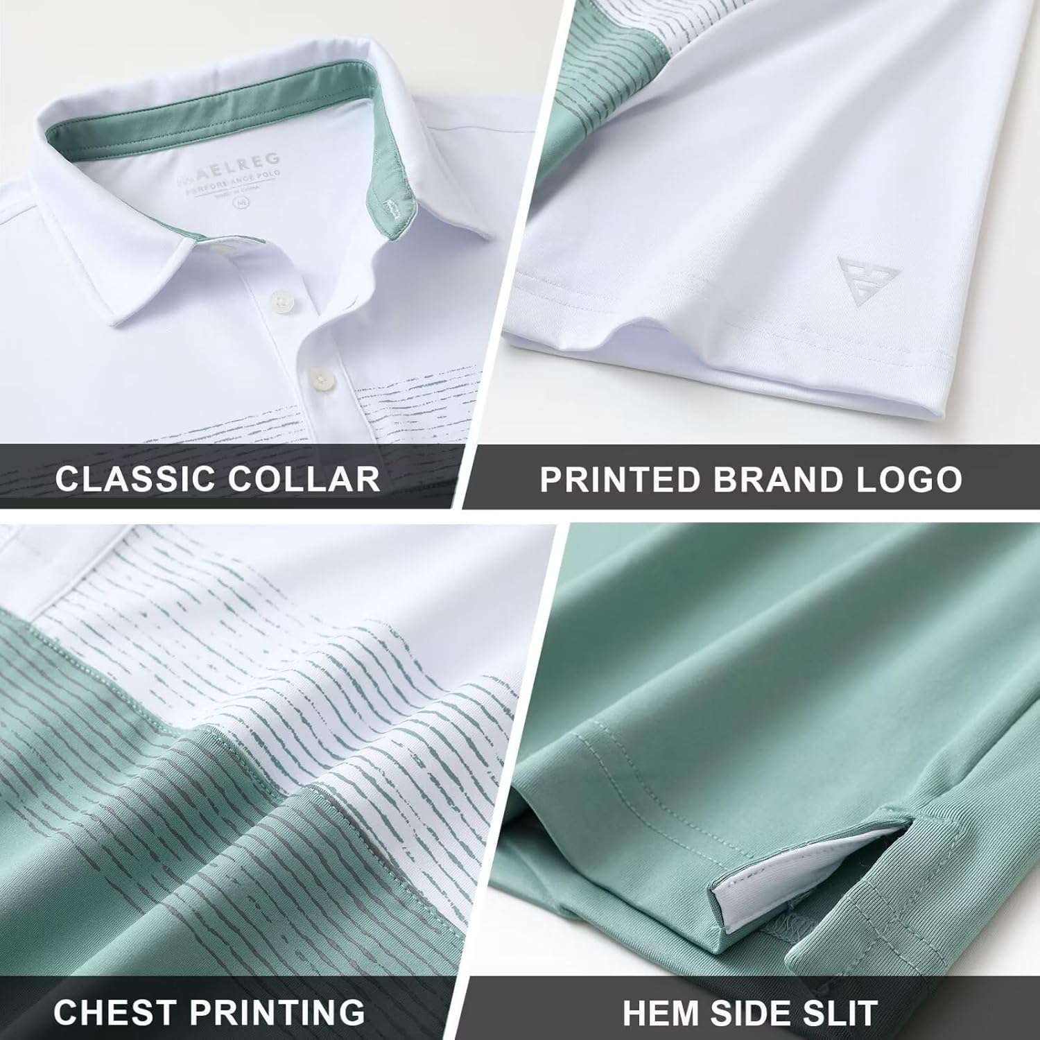 Thumbnail 4 de M MAELREG Golf Shirts for Men Dry Fit Performance Chest Print Color Block Polo (Short Sleeve)