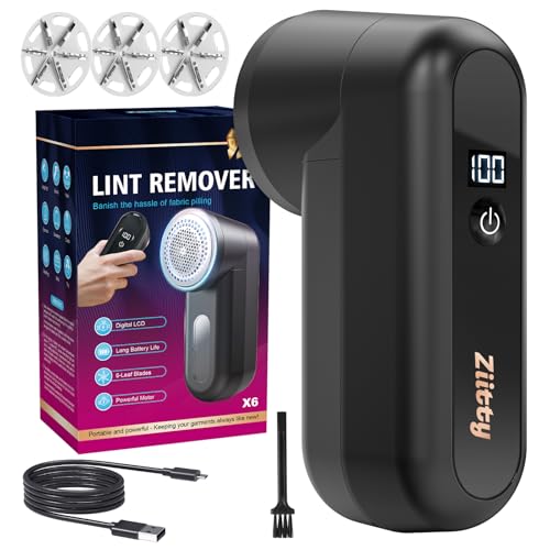 Detalle de Ziitty Rasoir anti-bouloches électrique, écran LCD, 3 vitesses, 6 lames, noir