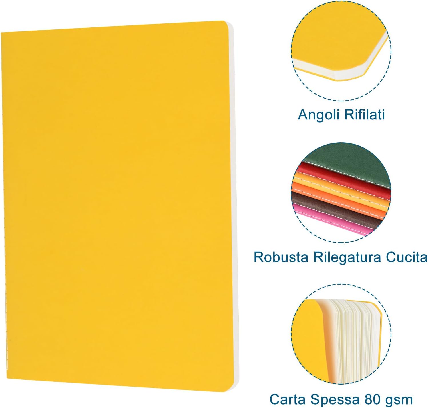 Detalle de ZCZN-Quaderno Appunti A5: confezione da 12 quaderni rigati, 60 pagine ciascuno, carta FSC premium