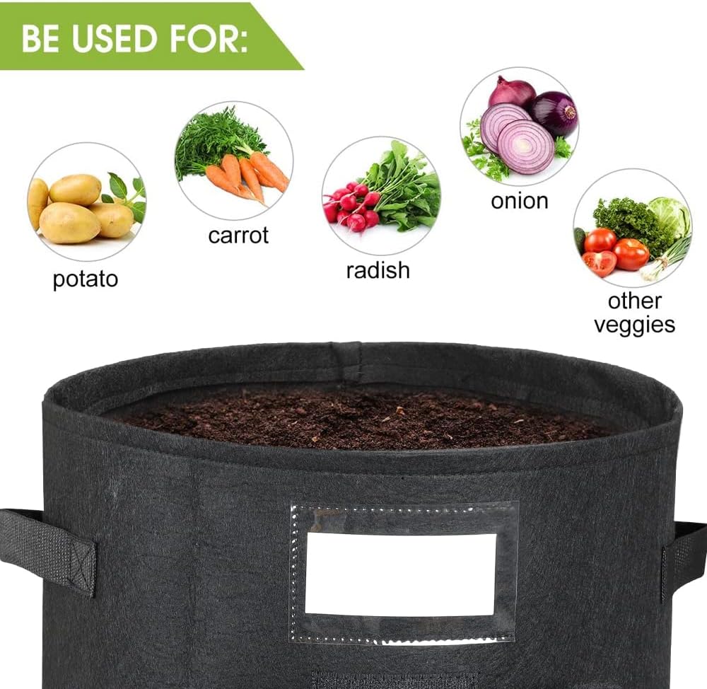 Detalle de Airminti Kartoffel Pflanzsack – 3er-Pack Filz Gartensack mit Visualisierungsfenster