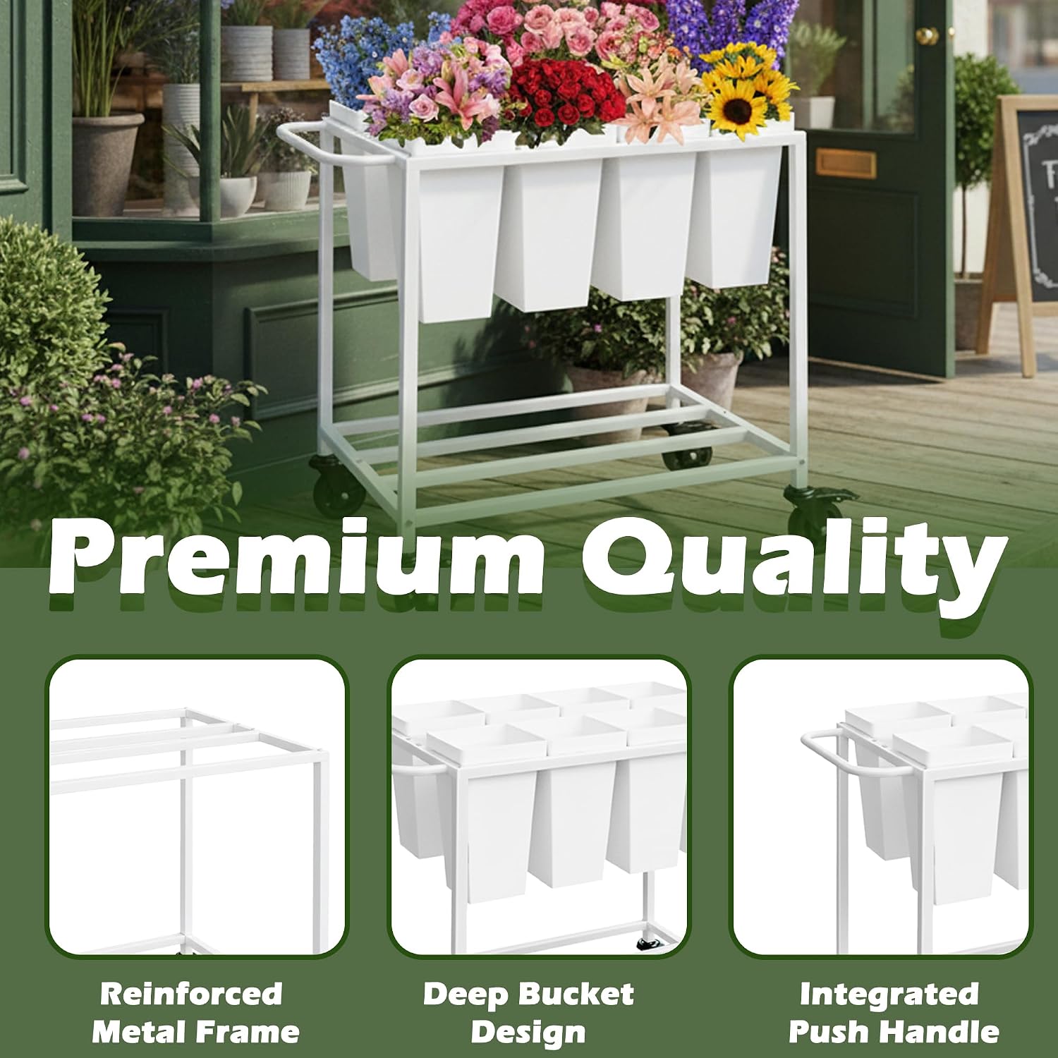 Detalle de Verssure Flower Display Cart, 8 Buckets
