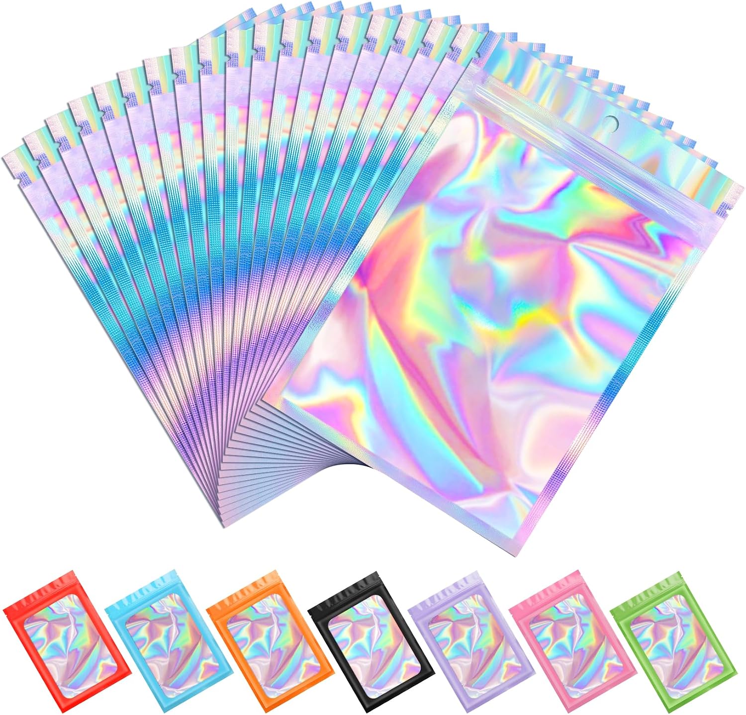 ANZNKU 100-Pack Mylar Bags with Reusable Zipper & Clear Window (4 x 6 Inch)